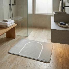 Alfombrilla De Baño Piedra Arquitectónica Gris Estilo Japandi Moderno