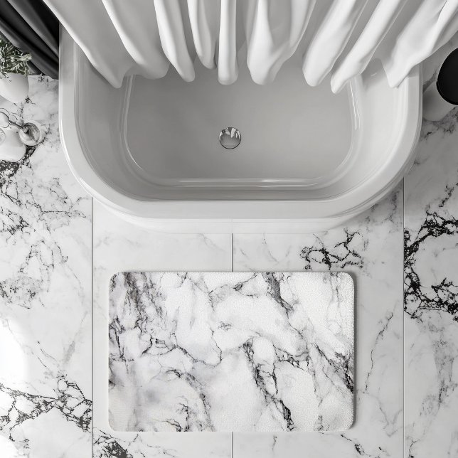 Alfombrilla De Baño Piedra De Mármol De Grano Negro Blanco Y Gris (Subido por el creador)