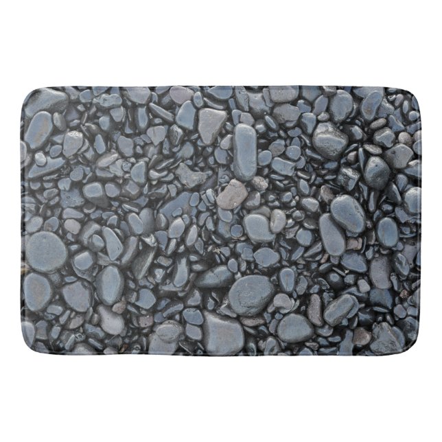 Alfombrilla De Baño Piedras brillantes negras lisas (Anverso)