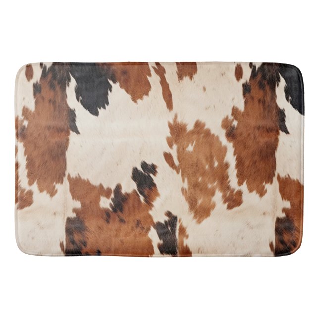 Alfombrilla De Baño Piel de vaca blanco negro marrón (Anverso)