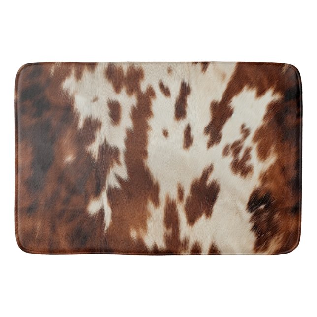 Alfombrilla De Baño Piel de vaca blanco negro marrón (Anverso)