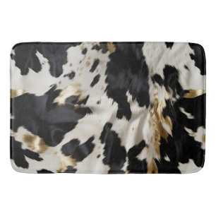 Alfombrilla De Baño Piel de vaca de lechera de oro blanco negro