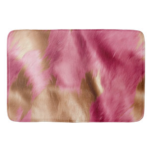 Alfombrilla De Baño Piel de vaca de lechuza de oro rosa occidental