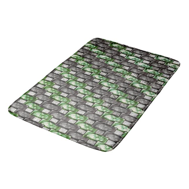 Alfombrilla De Baño Piezas rectangulares talladas y manchadas, verde g (Angular)