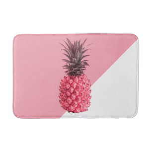 Alfombrilla De Baño Piña rosa y blanca gruesa
