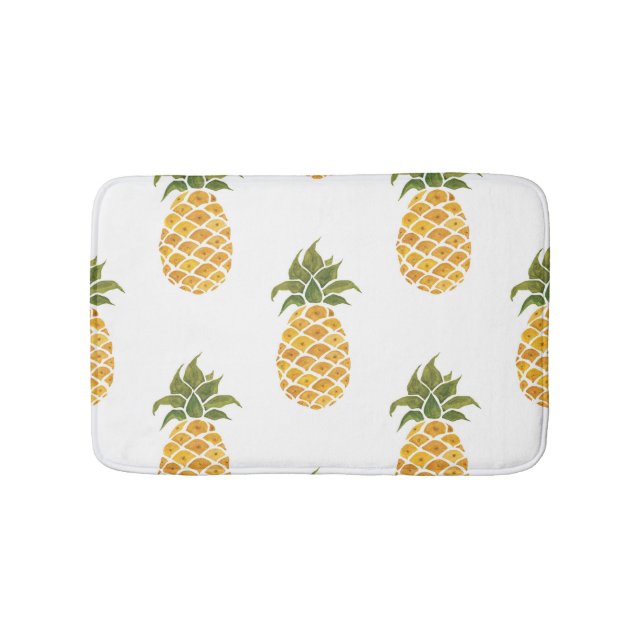 Alfombrilla De Baño Piñas pintadas a mano, fondo de acuarela. (Anverso)