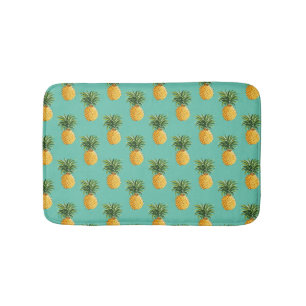 Alfombrilla De Baño Piñas Tropicales En Verde azulado