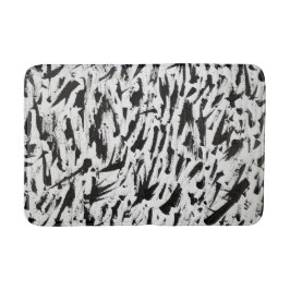 Alfombrilla De Baño Pinceles abstractos en blanco y negro