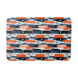 Alfombrilla De Baño Pinceles de Naranja azul Patrón abstracto