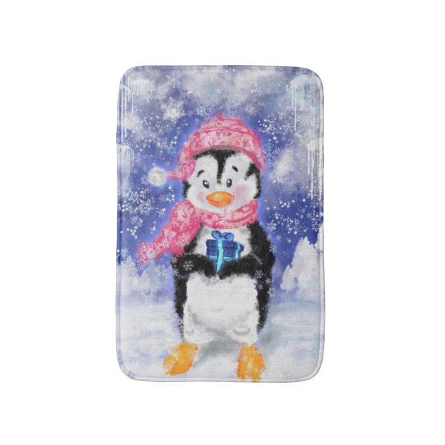 Alfombrilla De Baño Pingüino Bath Mat Navidades (Frente vertical)
