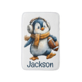 Alfombrilla De Baño Pingüino de fútbol de invierno personalizado para 