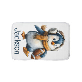 Alfombrilla De Baño Pingüino de fútbol de invierno personalizado para 