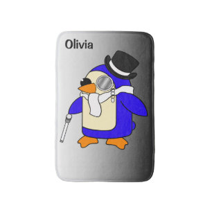 Alfombrilla De Baño Pingüino personalizado lindo clásico negro y blanc