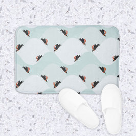 Alfombrilla De Baño Pingüinos juguetones deslizándose sobre el patrón