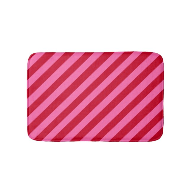 Alfombrilla De Baño Pink and Red Christmas Peppermint Stripes  (Anverso)