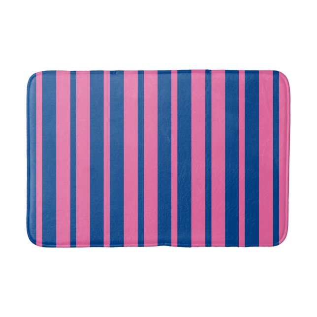 Alfombrilla De Baño Pink Blue Stylish Stripes Pattern Design  (Anverso)