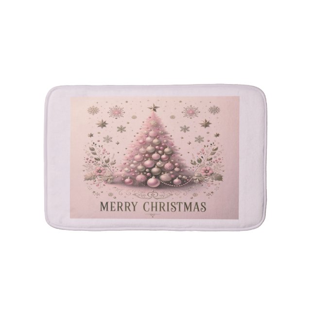 Alfombrilla De Baño Pink Christmas Tree Merry Christmas (Anverso)
