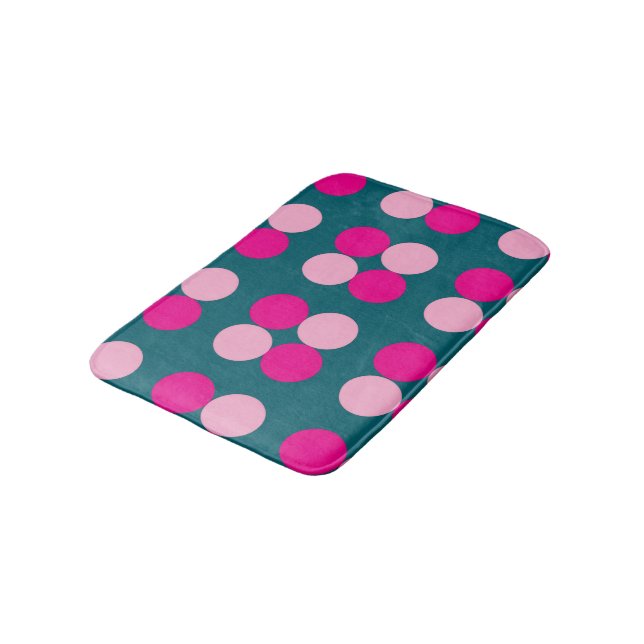 Alfombrilla De Baño Pink Circles on Green Bath Mat (Angular)