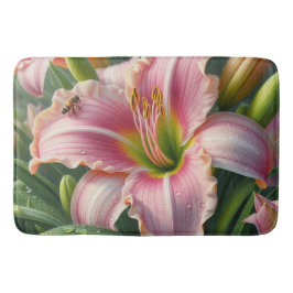 Alfombrilla De Baño Pink Daylily Floral