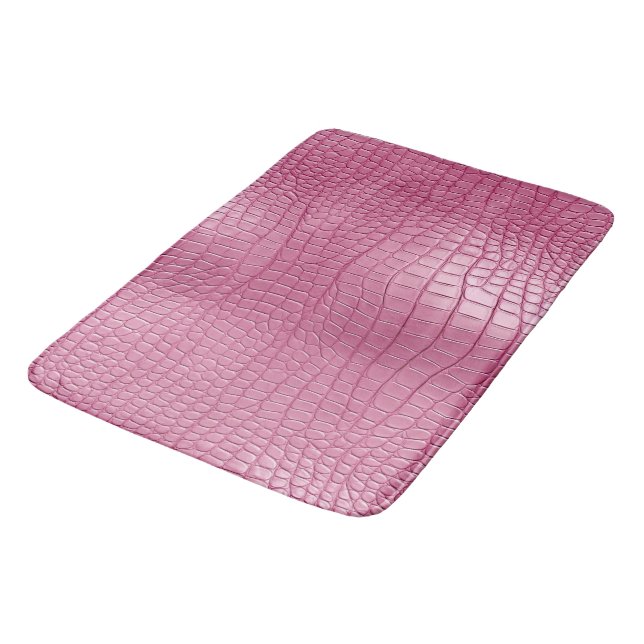 Alfombrilla De Baño Pink Faux Alligator Animal Print (Angular)