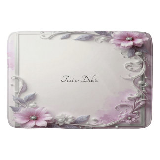 Alfombrilla De Baño Pink Floral Frame Bath Mat
