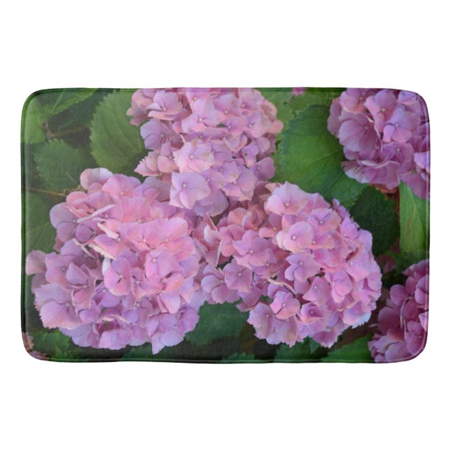 Alfombrilla De Baño Pink Hortensia hidrangea flores (Anverso)
