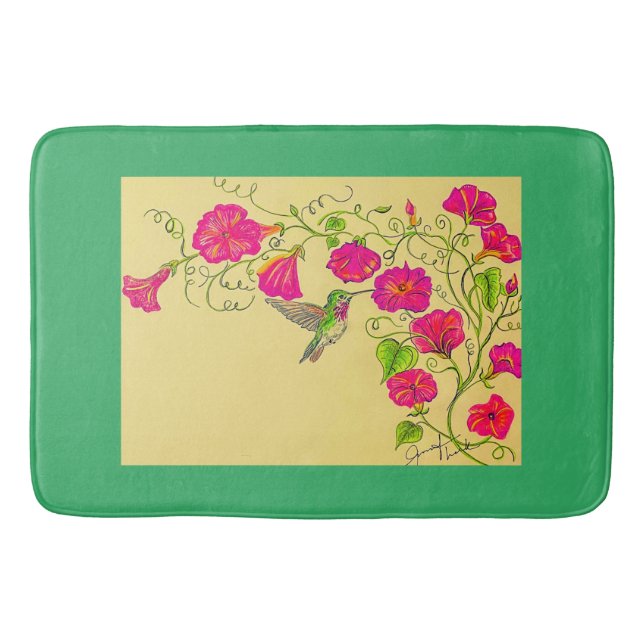 Alfombrilla De Baño Pink Hummingbird Bath Mat (Anverso)