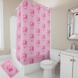 Alfombrilla De Baño Pink Ornament Cluster Mat Holiday Bow Accent 