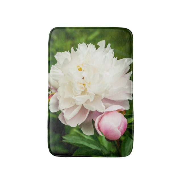 Alfombrilla De Baño Pink Peony Garden Flowers (Frente vertical)