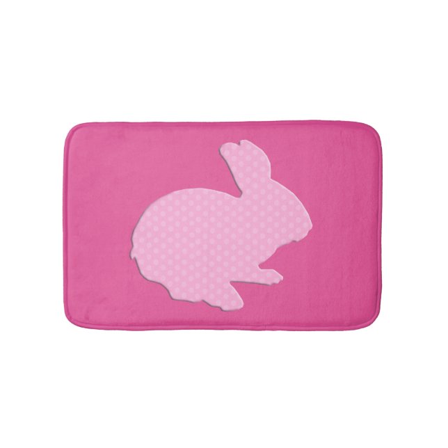 Alfombrilla De Baño Pink Polka Dot Silhouette Conejo Bath Mat (Anverso)