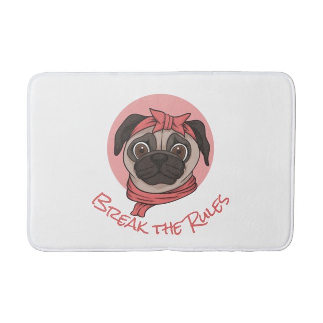 Alfombrilla De Baño Pink Pug Rompe las reglas (Anverso)