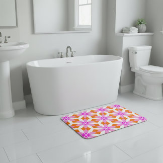 Alfombrilla De Baño Pink Purple and Orange Floral Geometric