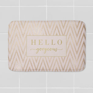 Alfombrilla De Baño Pink Rose Gold Chevron Hello Gorgeous Bath Mat