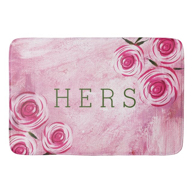 Alfombrilla De Baño Pink Roses Hers Bath Mat (Anverso)