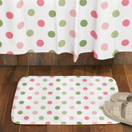 Alfombrilla De Baño Pink & Sage Green Polka Dot