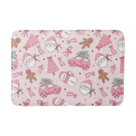 Alfombrilla De Baño Pink Santa Christmas Bath Mat