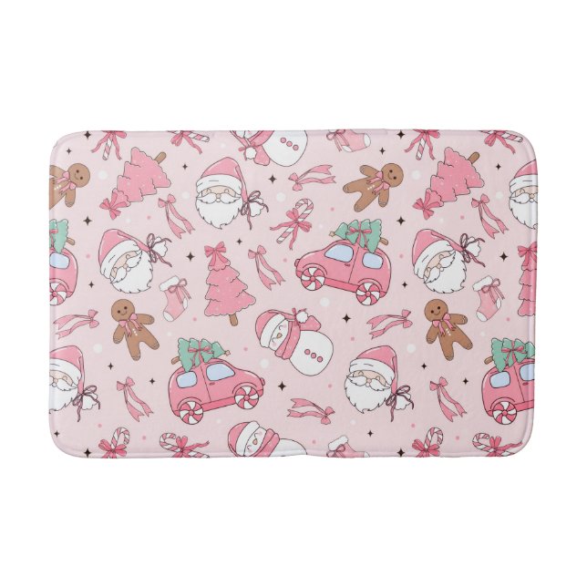 Alfombrilla De Baño Pink Santa Christmas Bath Mat (Anverso)