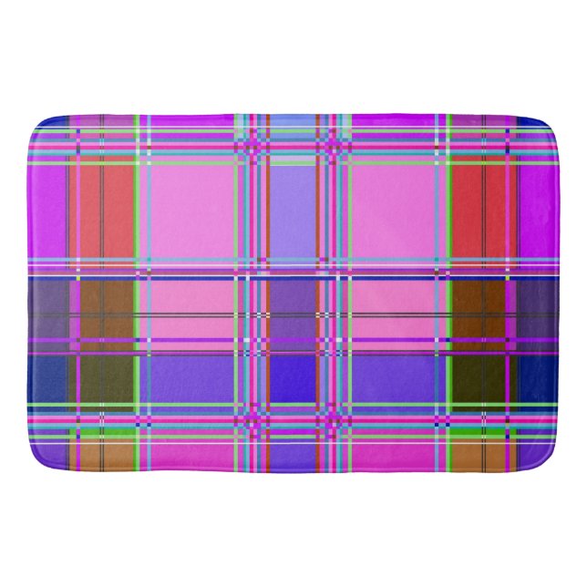 Alfombrilla De Baño Pink tartan Fabric Pattern Cloth Madras (Anverso)