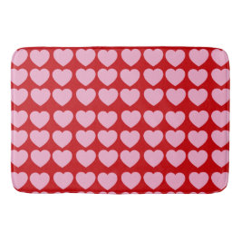 Alfombrilla De Baño Pink Valentines Hearts on Red