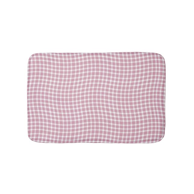 Alfombrilla De Baño Pink White Plaid Checker Seamless Pattern (Anverso)