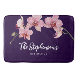 Alfombrilla De Baño Pintado de orquídeas de polilla rosa de color de a