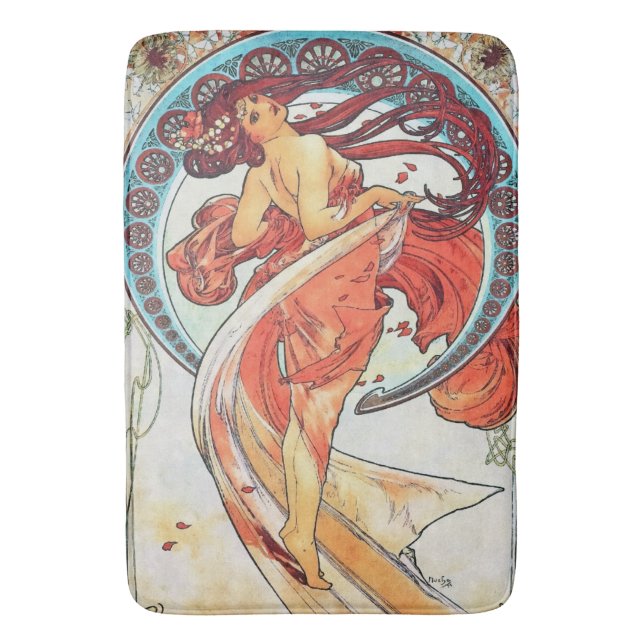 Alfombrilla De Baño Pintura Art Nouveau de Alphonse Mucha Dance (Frente vertical)