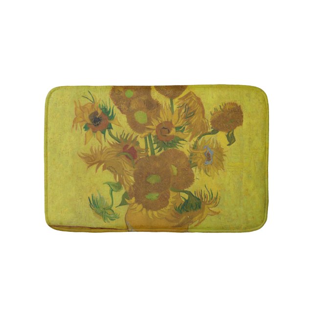 Alfombrilla De Baño Pintura de 15 girasoles de Vincent Van Gogh (Anverso)
