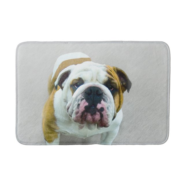 Alfombrilla De Baño Pintura de bulldog - Arte de perros original y lin (Anverso)