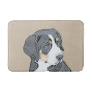 Alfombrilla De Baño Pintura de cachorro de perro de montaña de Berna -