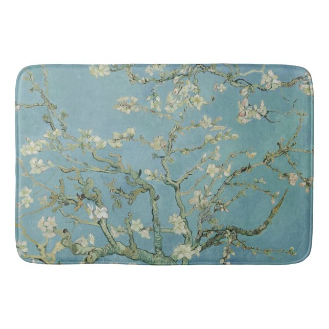 Alfombrilla De Baño Pintura de flores de almendra de Van Gogh (Anverso)