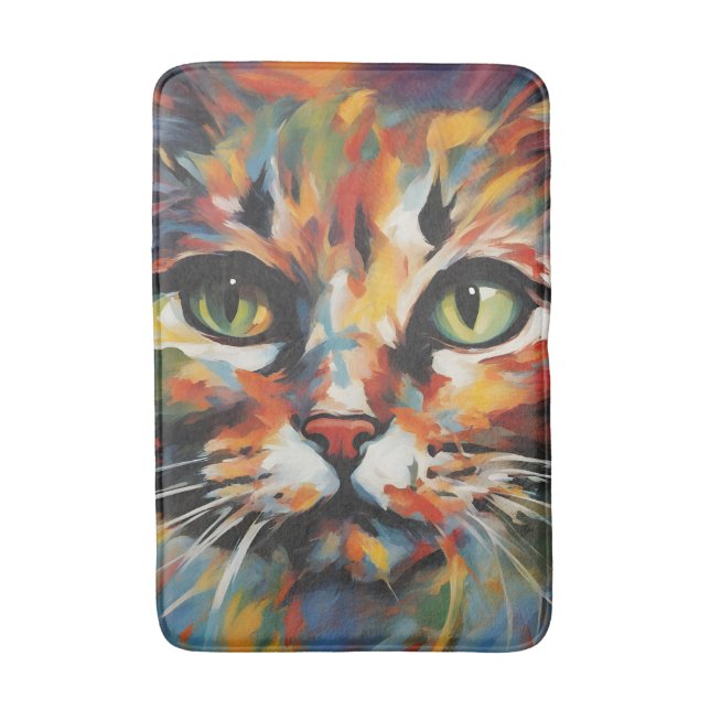Alfombrilla De Baño Pintura de gato (Frente vertical)