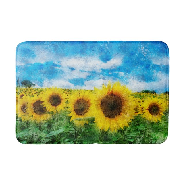 Alfombrilla De Baño Pintura de girasoles (Anverso)