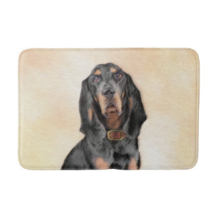 Alfombrilla De Baño Pintura de hongos negros y morenos - Arte de perro