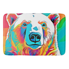Alfombrilla De Baño Pintura de la cabeza del oso vibrante